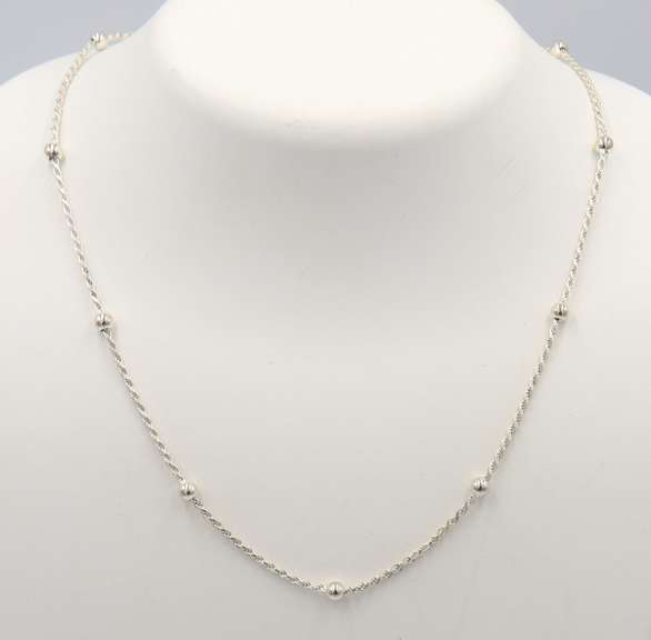 925 Sterling Silver Ball Rope Chain Necklace