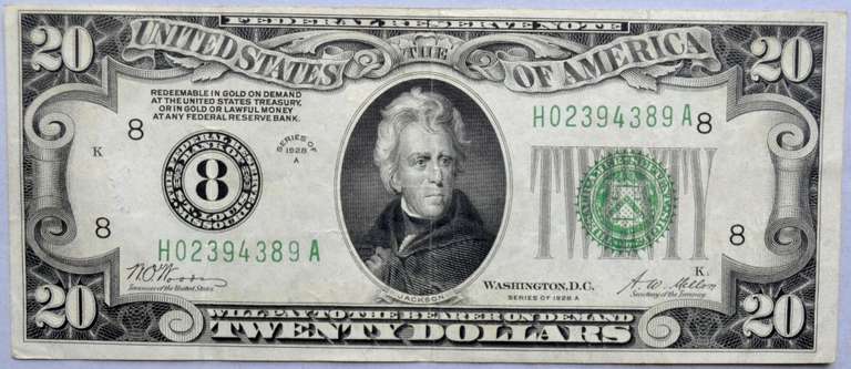 $20 1928A Gold Redeemable Federal Reserve Note