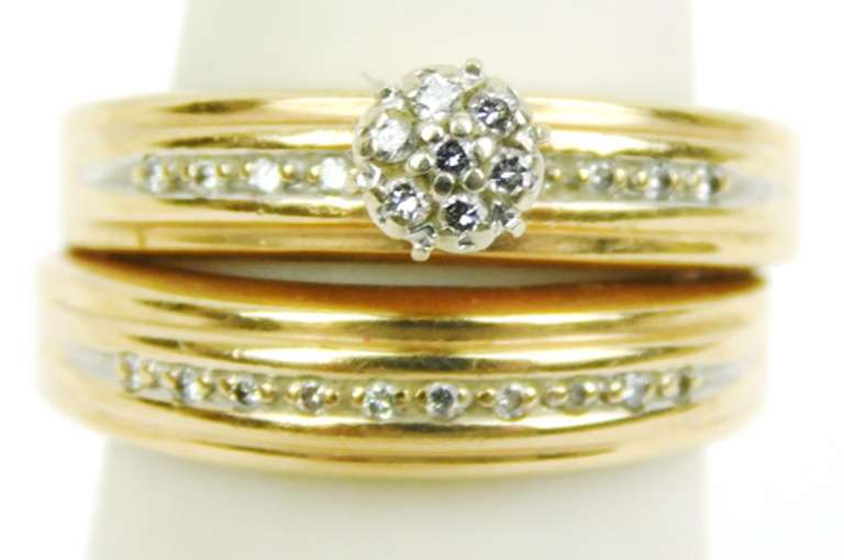 Vintage 14K Diamond Wedding Set, 5.75