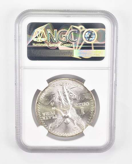 Mint Error MS66 1983 Mo Mexico 1 Silver Onza - OBV Lamination - NGC