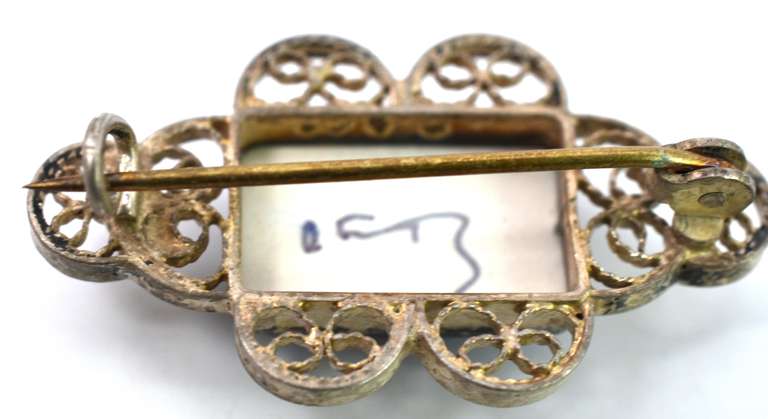 Vintage Delft Necklace And Pin In Sterling Silver