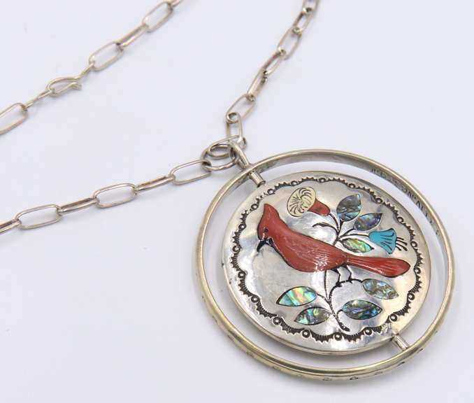 Vintage E Zuni Jake Sterling Silver Necklace