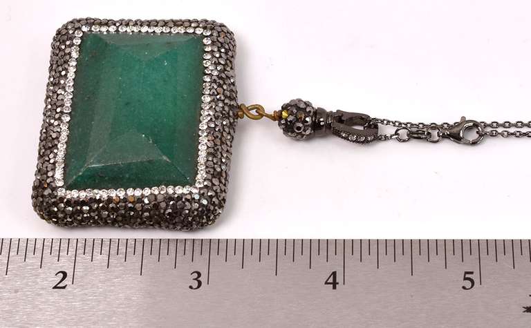 Elegant Large Approx. 86.33CTS Emerald Pendant Necklace in Sterling Silver