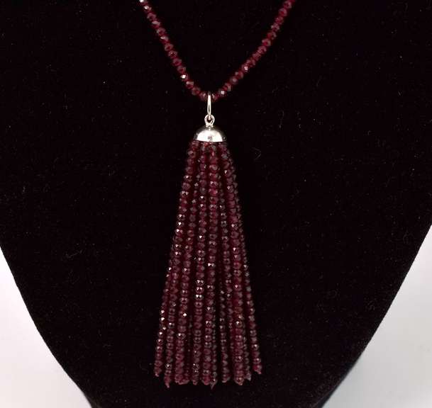 Incredible Garnet Bead Necklace with 18K White Gold