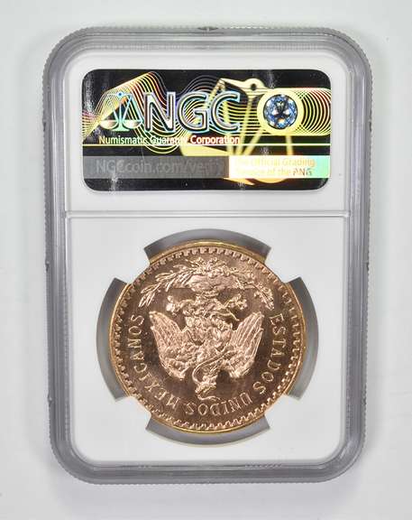 MS64* 1947 Mexico 50 Pesos Gold - Restrike - Graded NGC