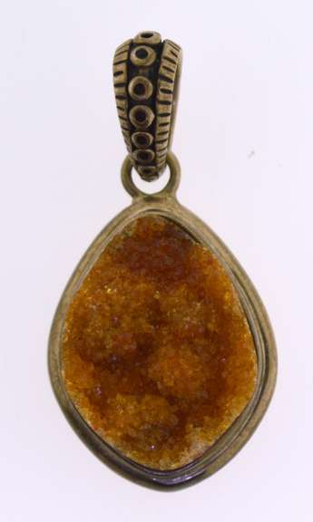 Sterling Silver Citrine Druzy Pendant