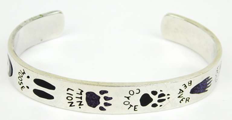 Solid Sterling Gemstone Animal Cuff Bracelet