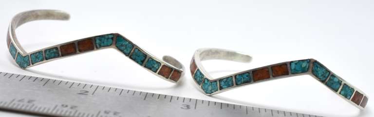 Sterling Silver Turquoise And Coral Bracelets