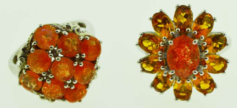 Sterling Silver Two Citrine Rings