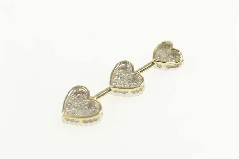 10K Yellow Gold 0.31 Ctw Pave Diamond Heart Tiered Love Pendant
