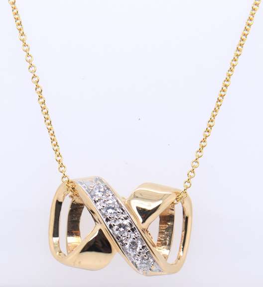 Attractive Yellow gold Diamond X Slider Pendant on Chain