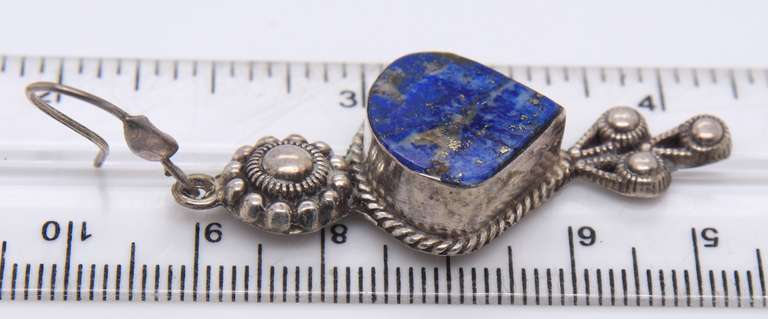 Vintage Sterling Silver Lapis Dangle Earrings