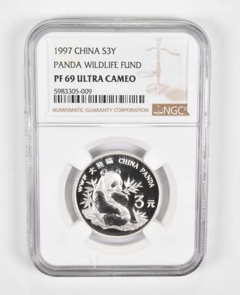 PF69 UCAM 1997 China 3 Yuan Silver Coin - Panda Wildlife Fund - NGC