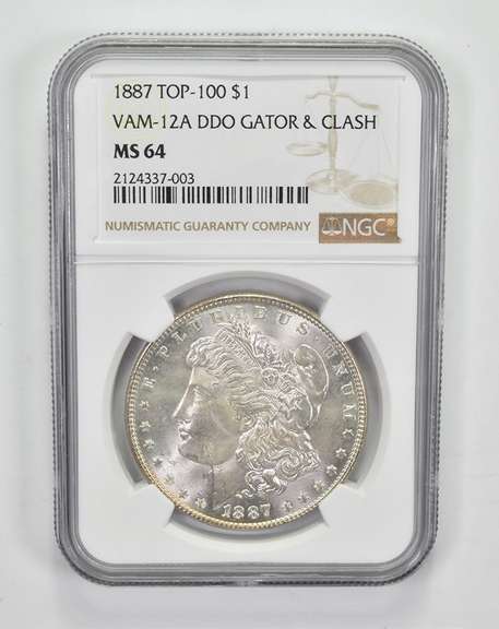 MS64 1887 Morgan Silver Dollar Top 100 VAM-12A DDO Gator & Clash NGC