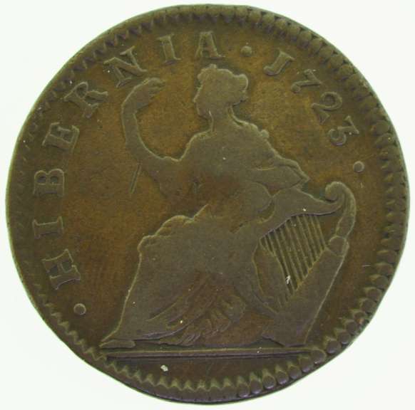 1723 Wood's Hibernia Halfpenny Martin 4.44 Fa.5, W-13470 Rarity-4 Fine