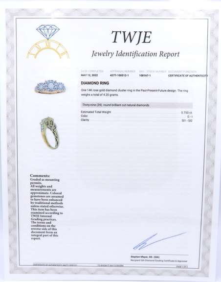 Majestic Rose Gold 0.75ctw Diamond Cluster Ring