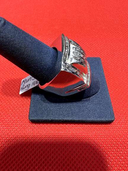 MENS 14K WHITE GOLD AND 3.00 CARATS DIAMOND RING