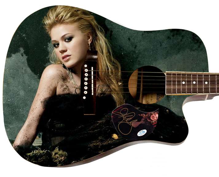 Kelly Clarkson Autographed Graphics Acoustic Guitar ACOA