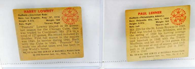 2 Bowman Gum 1950 Baseball Cards