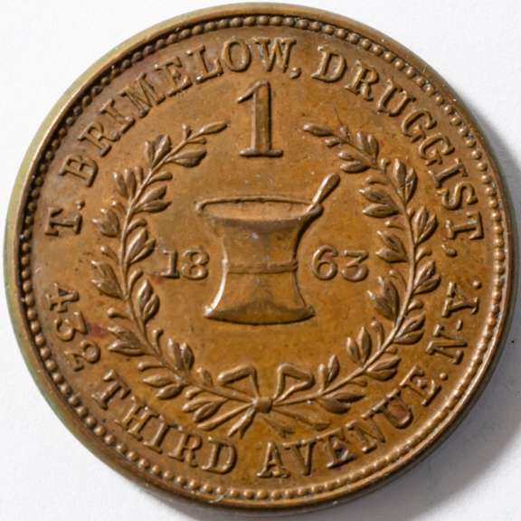 1863 T Brimelow NY City Pharmacy Civil War Store Card