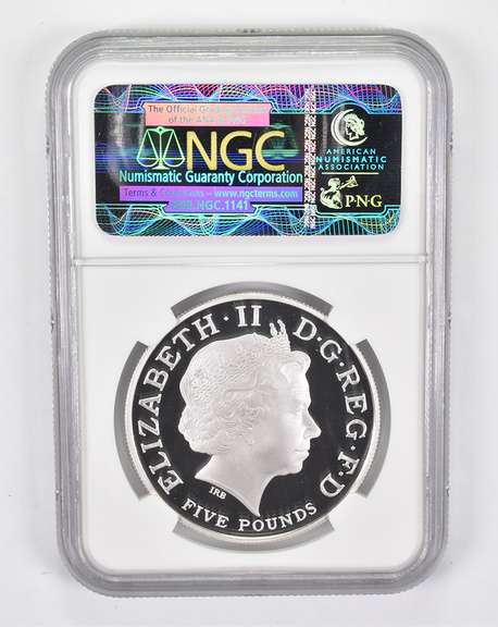 PF70 UCAM 2009 Great Britain 5 Pounds Silver Olympics Countdown NGC