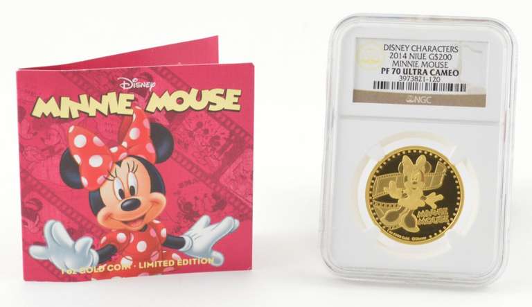 PF70 UCAM 2014 Niue 200 Gold Dollars - Minnie Mouse - Disney NGC COA