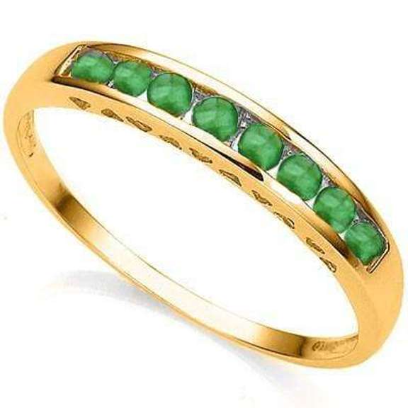 IDEAL ! 1/3 CARAT 8 PCS EMERALD 10KT SOLID GOLD BAND RING