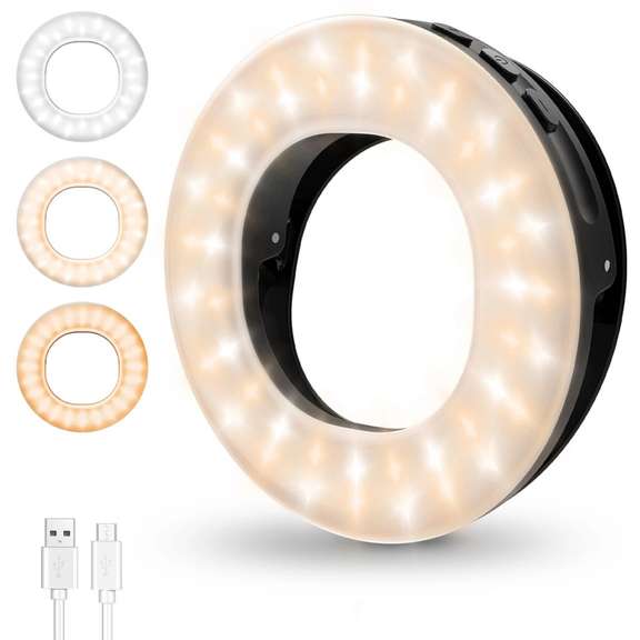 Rechargeable 4 Lighting Modes Mini Selfie Ring Light