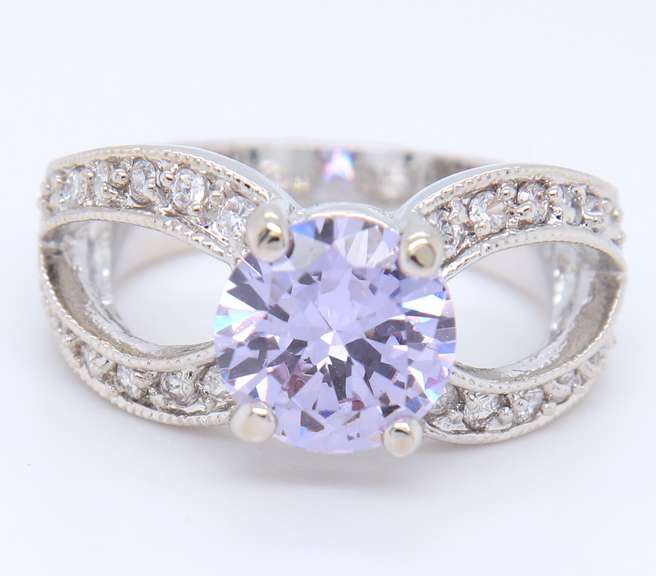 Sterling Silver Purple Cubic Zirconia Ring