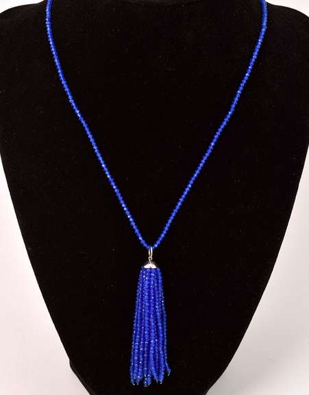 Brilliant Blue Spinel Beaded Necklace with 18K White Gold