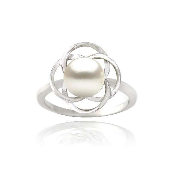 Sterling Silver Freshwater Cultured Pearl Flower Ring