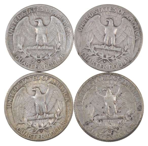 Lot Of 4 1932-D Washington Quarters
