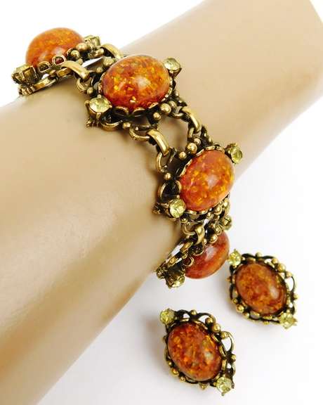 Vintage Coro Confetti Lucite Bracelet & Earrings