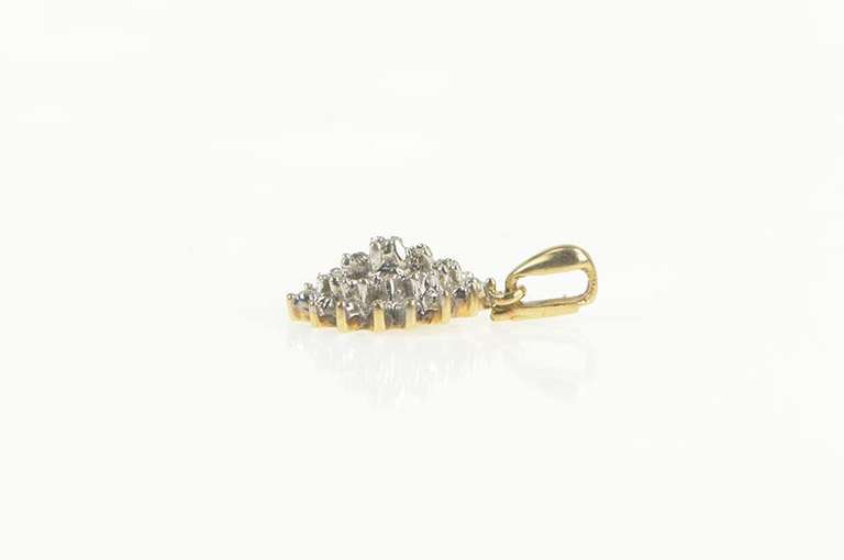 10K Yellow Gold Diamond Accent Marquise Cluster Simple Pendant