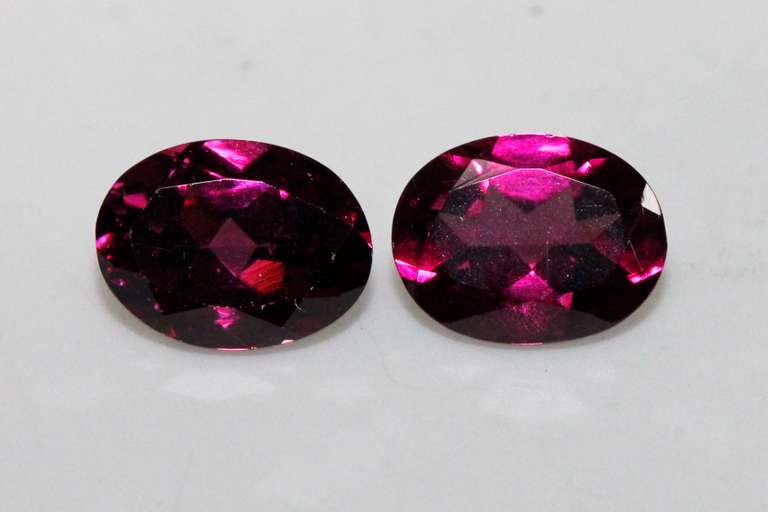 Radiant Natural Rhodolite Pair - 3.32 cts.