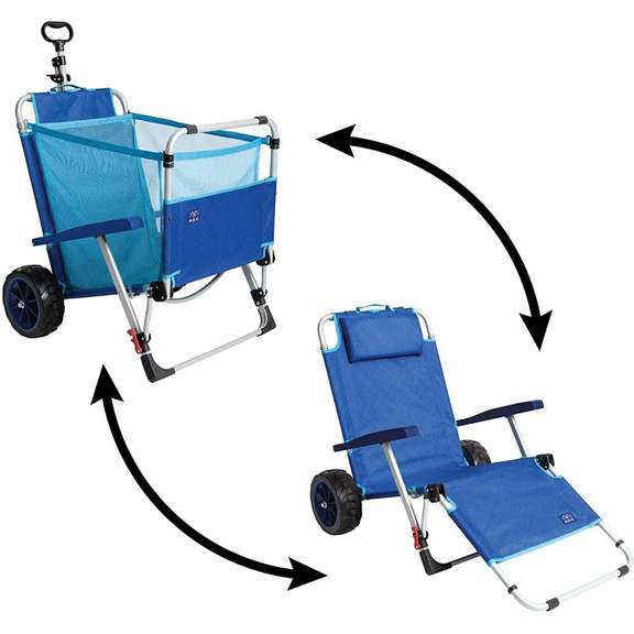 2-in-1 Beach Folding Lounge Chair Cargo Cart