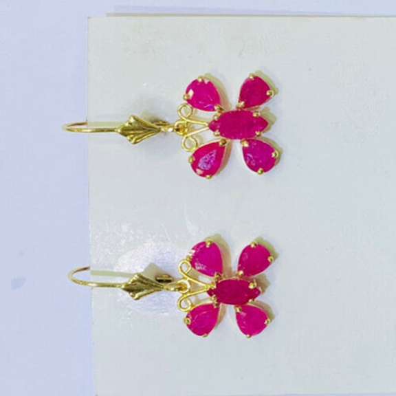 14kt Solid Yellow Gold & Ruby Earrings