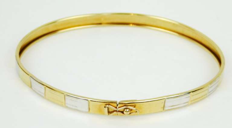 10K White & Yellow Gold Bangle Bracelet