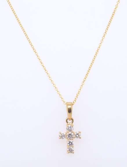 Dazzling Yellow Gold Diamond Cross Pendant on Chain