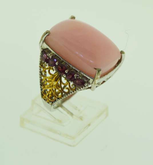 Sterling Silver Pink Stone Cocktail Ring