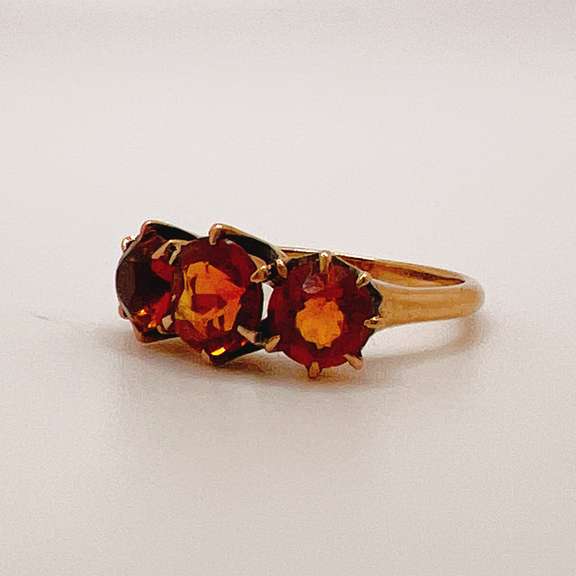 14kt Solid Yellow Gold & Orange Sapphire Ring