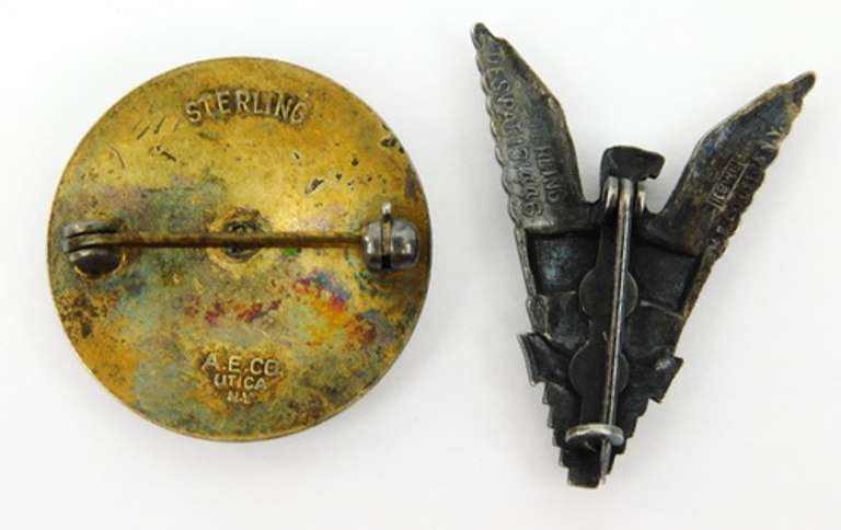 2 Early Sterling Silver U.S. Merchant Marine Pins