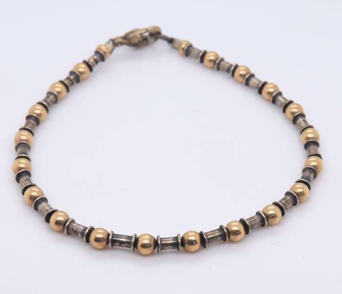 Vintage Sterling Silver Beaded Necklace w Matching Bracelet