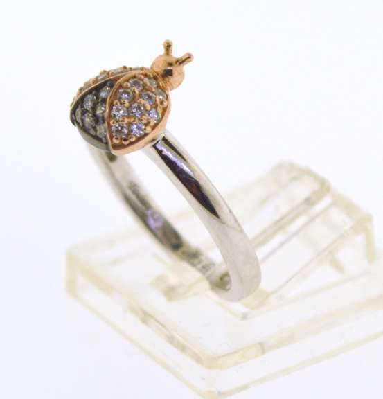 Sterling Silver Lady Bug CZ Ring