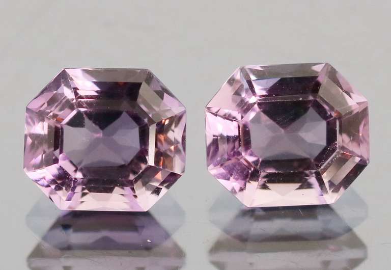 Glittering 3.54ct fancy cut Brazilian Amethyst pair