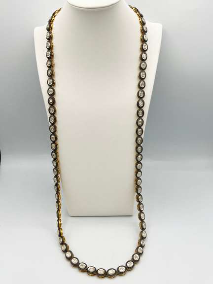 WOW! 34ctw NATURAL DIAMOND 18kt Gold Plated Necklace