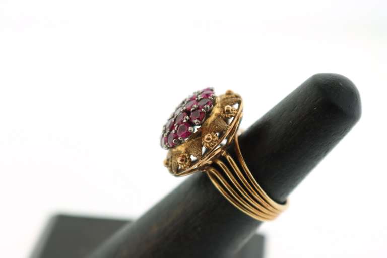 Romantic Ruby Cluster 18k Rose Gold Ring