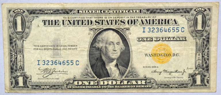 $1 1934 A North Africa Overprint Silver Certificate. Fr2306