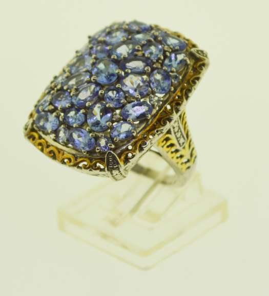 Sterling Silver Purple Stone Cluster Ring