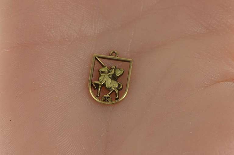 14K Yellow Gold Medieval Knight Ornate Jouster Charm/Pendant